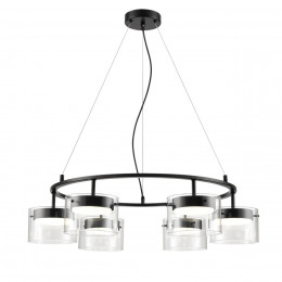 8232/6 COMFI LN26 230 черный/прозрачный, металл/стекло Светильник подвесной LED GX70 6*10W 220V NATALINA