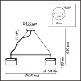 8232/8 COMFI LN26 230 черный/прозрачный, металл/стекло Светильник подвесной LED GX70 8*10W 220V NATALINA