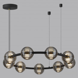 5041/90L L-VISION ODL24 533 черн./золото/дымчатый/металл/стеко Люстра LED 90W 4000К 7751Лм TRONI