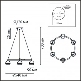 8242/6 COMFI LN26 245 черный металл Светильник подвесной LED GX53 6*7W 220V LUAZANA