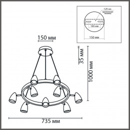 8237/9 COMFI LN26 256 черный, металл Светильник подвесной GU10 LED 9*7W 220V ILMINA