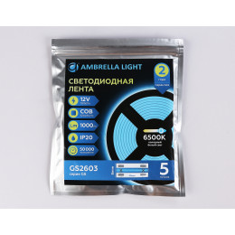 GS2603 COB 320Led/ 10W m/ 12V IP20 6500K/ 5000*8*1.54mm (2 конт.)