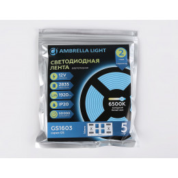 GS1603 2835 240Led/ 19.2W m/ 12V IP20 6500K/ 5000*14*1.2mm (2 конт.)