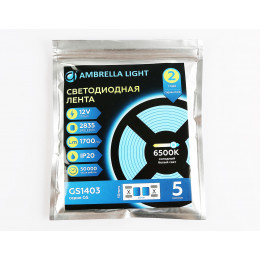 GS1403 2835 240Led/ 17W m/ 12V IP20 6500K/ 5000*10*1.2mm (2 конт.)