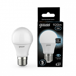 Лампа Gauss A60 10W 920lm 4100K E27 LED 1/10/50
