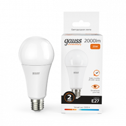Лампа Gauss Elementary A70 25W 2000lm 3000K E27 LED 1/10/50