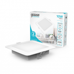 Светильник Gauss Elementary Downlight квадрат 10W 780lm 4000K 170-260V IP20 120*26 белый LED 1/100