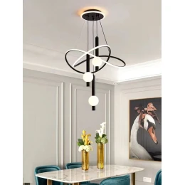Люстра подвесная светодиодная MD 10836-3 Black (D500,LED 3200K+6500K, 83W)