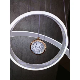 Люстра подвесная MD 10824-1 White+Chrome (D500,LED 3200K+6500K, 121W)