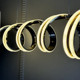 Люстра светодиодная подвесная MD 10839 Gold (D900,LED 3200K+6500K, 100W)