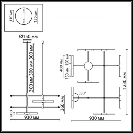 4307/16 HIGHTECH ODL26 277 Потолочный светильник черный/акрилл/металл IP20 G9 40W *16 180° 220V SOHO