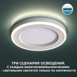 359014 SPOT NT23 498 белый Светильник встраиваемый светодиодный (три сценария работы) IP20 LED 4000К 12W+4W 100-265V 1120Лм SPAN