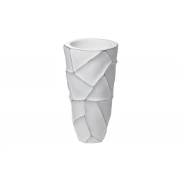 ZSC872-19WH Кашпо d26*48см белое с серебром