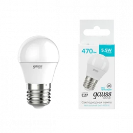 Лампа Gauss Basic Шар 5,5W 470lm 4000K E27 LED 1/10/100